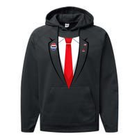 Usa President Trump Suit Performance Fleece Hoodie