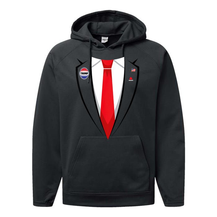 Usa President Trump Suit Performance Fleece Hoodie