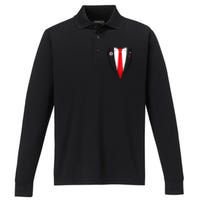 Usa President Trump Suit Performance Long Sleeve Polo