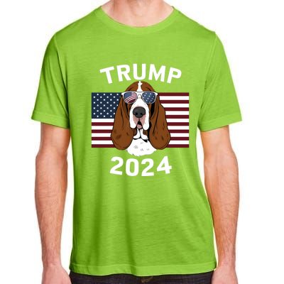 Us President Trump Election 2024 Basset Hound Dog Usa Flag Meaningful Gift Adult ChromaSoft Performance T-Shirt