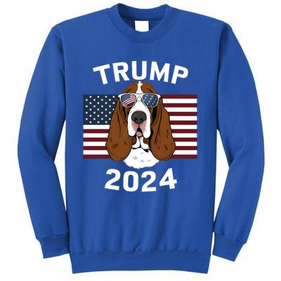 Us President Trump Election 2024 Basset Hound Dog Usa Flag Meaningful Gift Sweatshirt