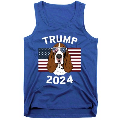 Us President Trump Election 2024 Basset Hound Dog Usa Flag Meaningful Gift Tank Top