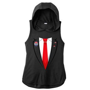 Usa President Trump Suit Halloween 2024 Ladies PosiCharge Tri-Blend Wicking Draft Hoodie Tank