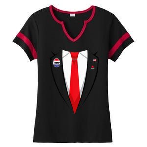 Usa President Trump Suit Halloween 2024 Ladies Halftime Notch Neck Tee