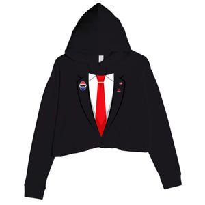 Usa President Trump Suit Halloween 2024 Crop Fleece Hoodie