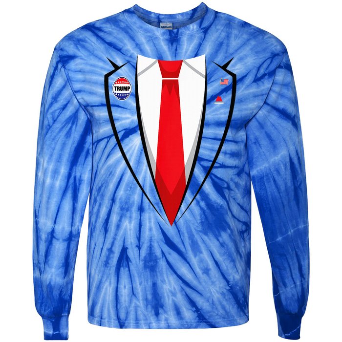 Usa President Trump Suit Halloween 2024 Tie-Dye Long Sleeve Shirt