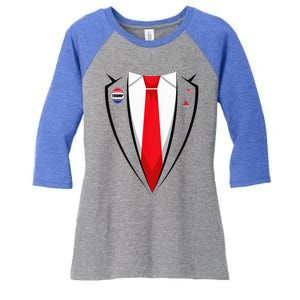 Usa President Trump Suit Halloween 2024 Women's Tri-Blend 3/4-Sleeve Raglan Shirt