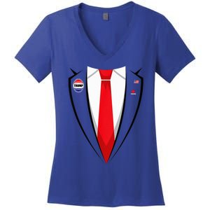 Usa President Trump Suit Halloween 2024 Women's V-Neck T-Shirt