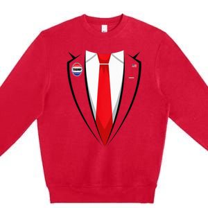 Usa President Trump Suit Halloween 2024 Premium Crewneck Sweatshirt