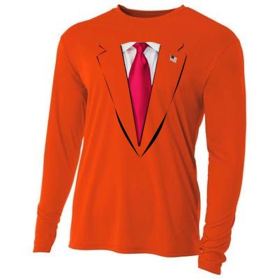 Usa President Trump Suit Easy Halloween Costume Cooling Performance Long Sleeve Crew