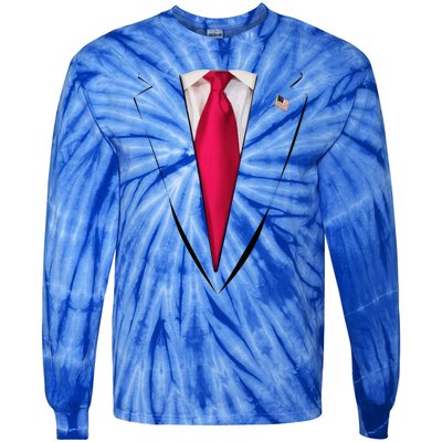 Usa President Trump Suit Easy Halloween Costume Tie-Dye Long Sleeve Shirt