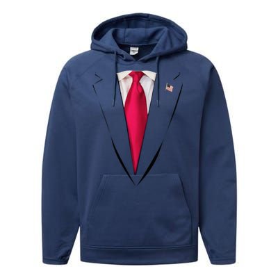 Usa President Trump Suit Easy Halloween Costume Performance Fleece Hoodie