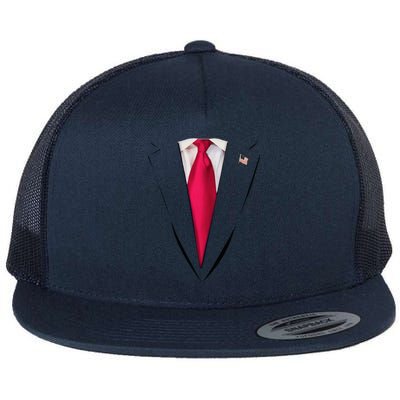 Usa President Trump Suit Easy Halloween Costume Flat Bill Trucker Hat