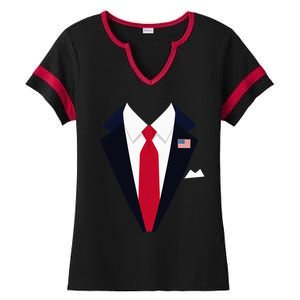 Usa President Trump Suit Easy Halloween Costume Ladies Halftime Notch Neck Tee