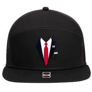 Usa President Trump Suit Easy Halloween Costume 7 Panel Mesh Trucker Snapback Hat