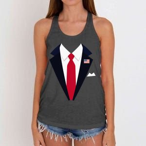 Usa President Trump Suit Easy Halloween Costume Women's Knotted Racerback Tank