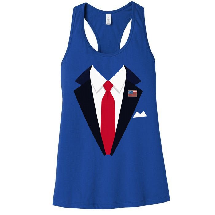 Usa President Trump Suit Easy Halloween Costume Women's Racerback Tank