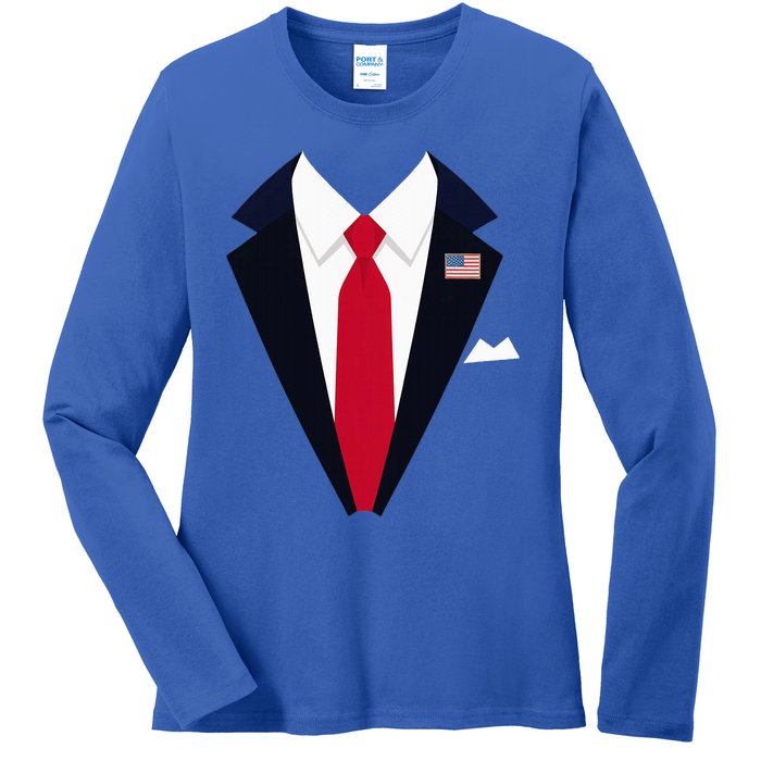 Usa President Trump Suit Easy Halloween Costume Ladies Long Sleeve Shirt