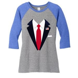 Usa President Trump Suit Easy Halloween Costume Women's Tri-Blend 3/4-Sleeve Raglan Shirt