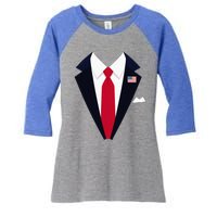 Usa President Trump Suit Easy Halloween Costume Women's Tri-Blend 3/4-Sleeve Raglan Shirt