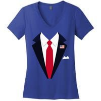 Usa President Trump Suit Easy Halloween Costume Women's V-Neck T-Shirt