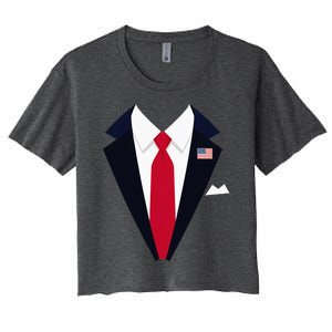 Usa President Trump Suit Easy Halloween Costume Women's Crop Top Tee