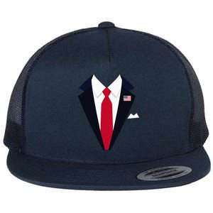 Usa President Trump Suit Easy Halloween Costume Flat Bill Trucker Hat