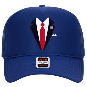 Usa President Trump Suit Easy Halloween Costume High Crown Mesh Back Trucker Hat