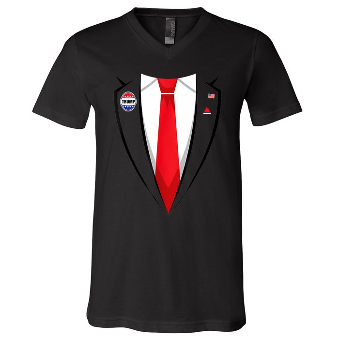 Usa President Trump Suit Halloween 2024 V-Neck T-Shirt