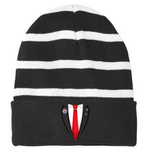 Usa President Trump Suit Halloween 2024 Striped Beanie with Solid Band