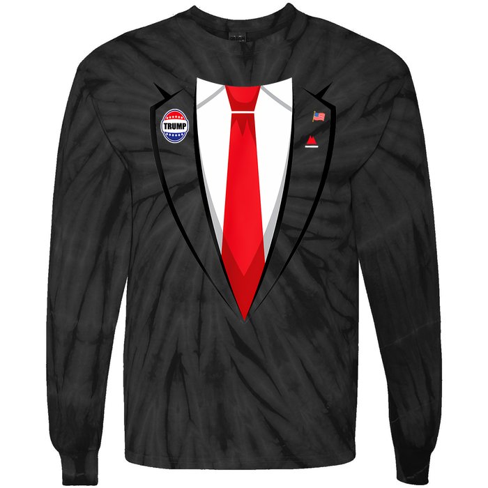 Usa President Trump Suit Halloween 2024 Tie-Dye Long Sleeve Shirt