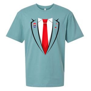 Usa President Trump Suit Halloween 2024 Sueded Cloud Jersey T-Shirt