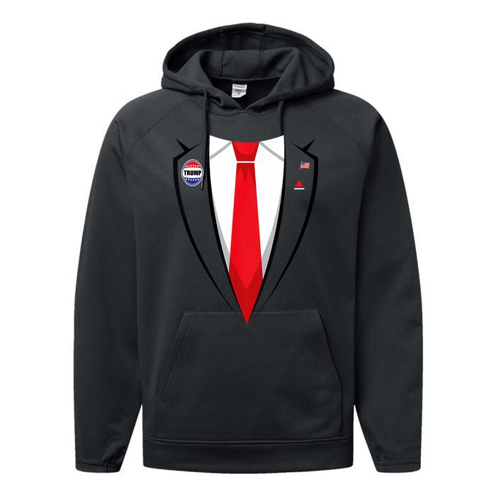 Usa President Trump Suit Halloween 2024 Performance Fleece Hoodie