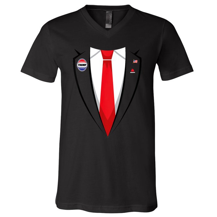 Usa President Trump Suit Halloween 2024 V-Neck T-Shirt