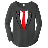 Usa President Trump Suit Halloween 2024 Women's Perfect Tri Tunic Long Sleeve Shirt