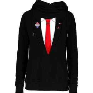 Usa President Trump Suit Halloween 2024 Womens Funnel Neck Pullover Hood