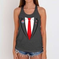 Usa President Trump Suit Halloween 2024 Women's Knotted Racerback Tank