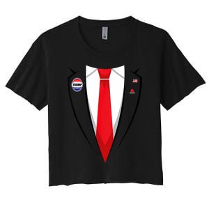 Usa President Trump Suit Halloween 2024 Women's Crop Top Tee