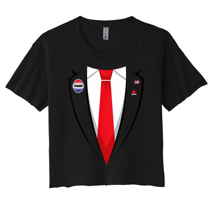 Usa President Trump Suit Halloween 2024 Women's Crop Top Tee