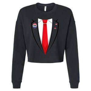 Usa President Trump Suit Halloween 2024 Cropped Pullover Crew