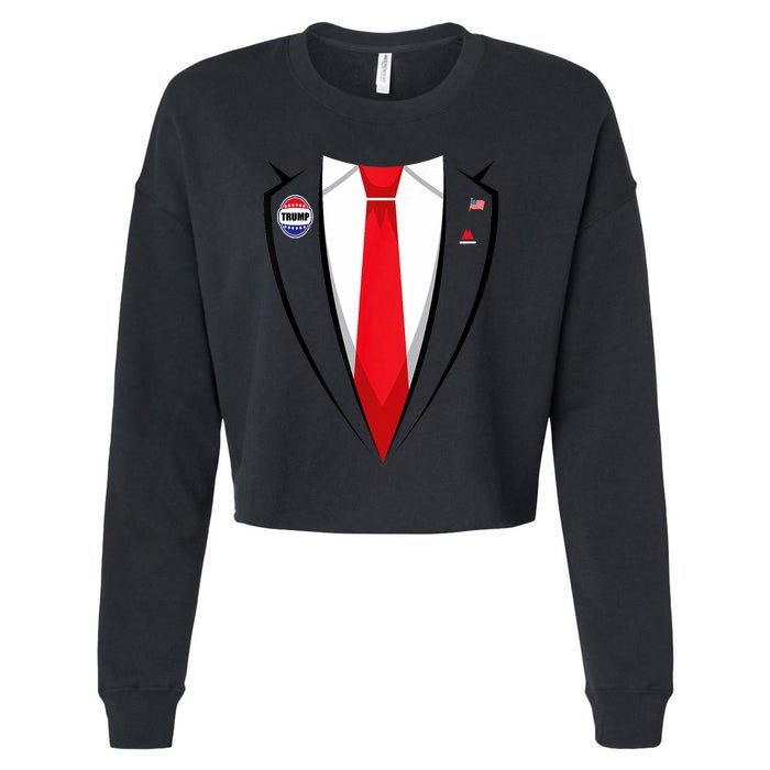 Usa President Trump Suit Halloween 2024 Cropped Pullover Crew