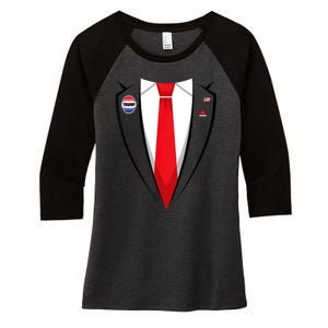 Usa President Trump Suit Halloween 2024 Women's Tri-Blend 3/4-Sleeve Raglan Shirt