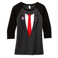 Usa President Trump Suit Halloween 2024 Women's Tri-Blend 3/4-Sleeve Raglan Shirt