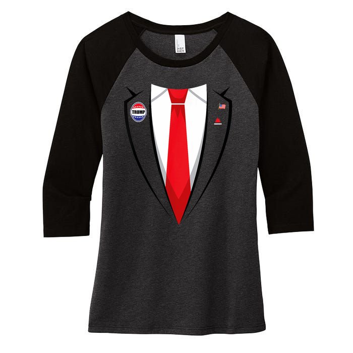 Usa President Trump Suit Halloween 2024 Women's Tri-Blend 3/4-Sleeve Raglan Shirt