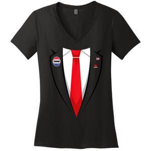 Usa President Trump Suit Halloween 2024 Women's V-Neck T-Shirt