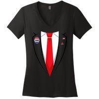 Usa President Trump Suit Halloween 2024 Women's V-Neck T-Shirt