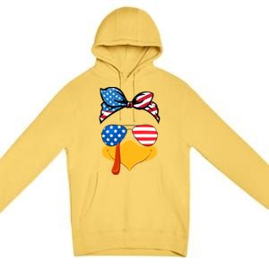 Usa Patriotic Turkey Face Thanksgiving Matching Girls Gift Premium Pullover Hoodie