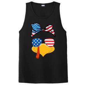 Usa Patriotic Turkey Face Thanksgiving Matching Girls Gift PosiCharge Competitor Tank