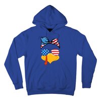 Usa Patriotic Turkey Face Thanksgiving Matching Girls Gift Hoodie