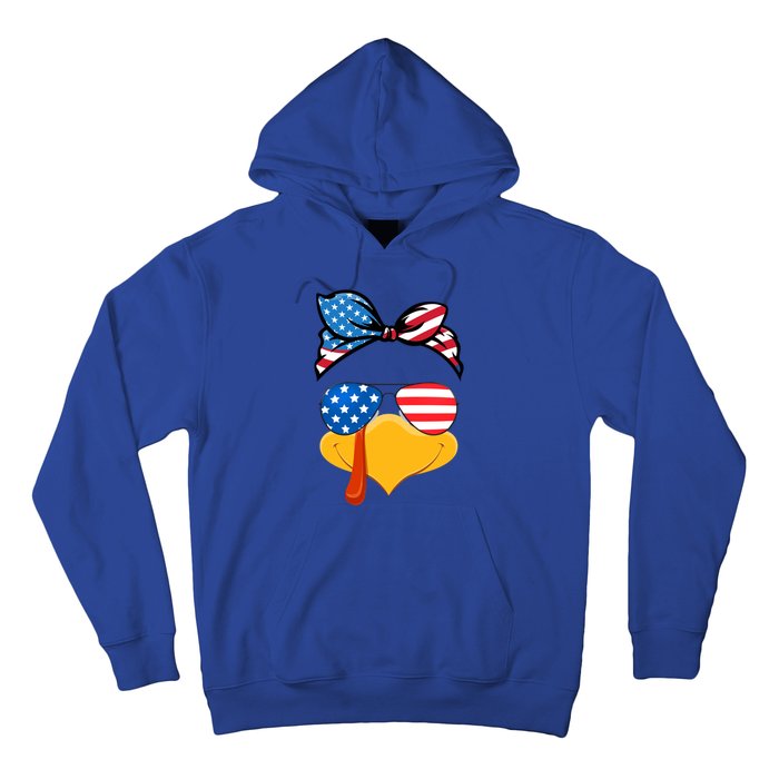 Usa Patriotic Turkey Face Thanksgiving Matching Girls Gift Hoodie